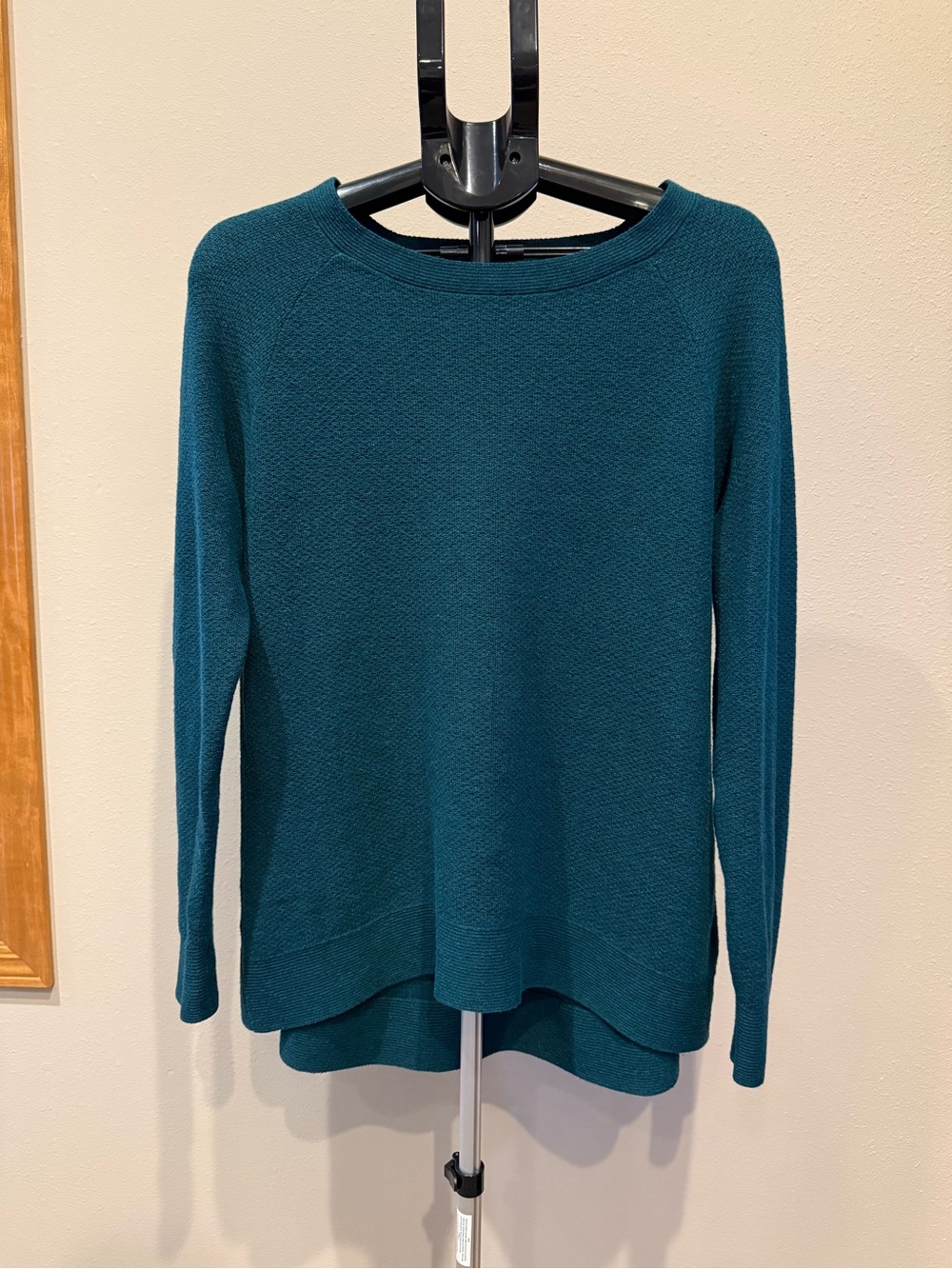 LOFT Deep Teal Scoop Crew Sweater